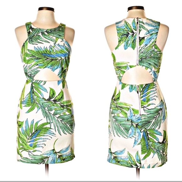 NWT LUCY PARIS GREENLAND TROPICAL CUT OUT DRESS L - Picture 5 of 8